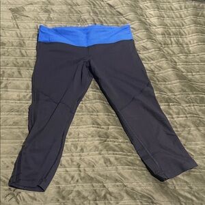 Lululemon Athletica Black Leggings with Blue Waistband